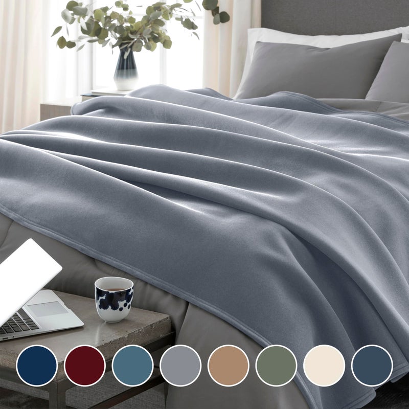 Vellux 1B07037 Original Insulating Core Hotel Style Solid blanket Machine Washable Soft Cozy Warm Thermal Durable Pet Friendly All Seasons Layering Bed Sofa Blankets, Full Queen, Grey - Image 2
